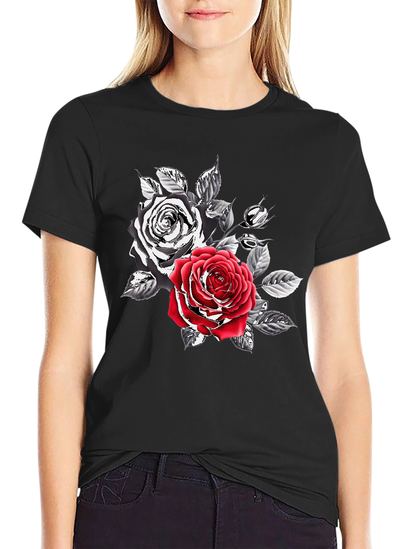 Black Rose Graphic Print Men's T-Shirt view 2