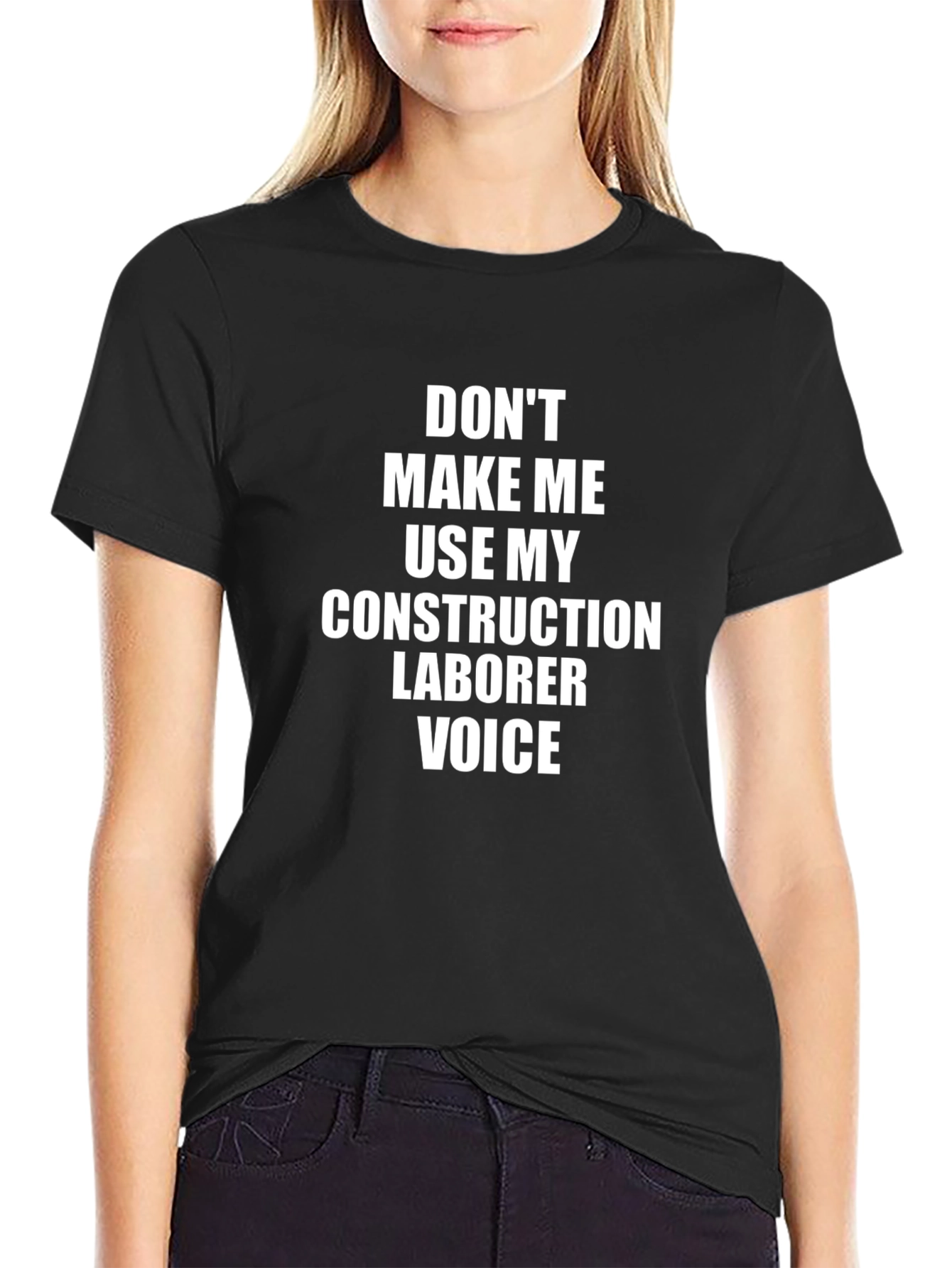 Black Construction Laborer Voice T-Shirt - Funny Worker Tee view 2