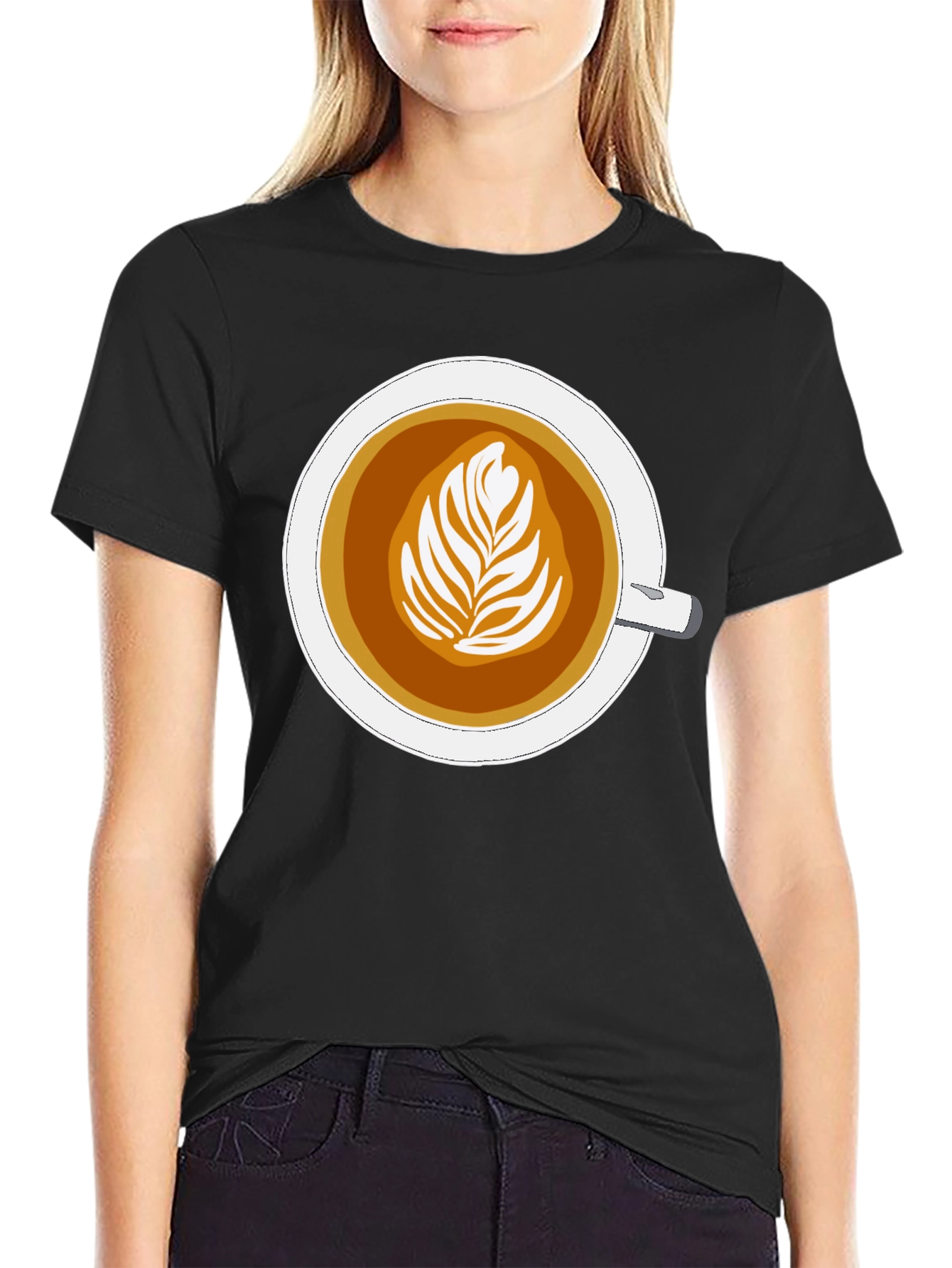 Black Latte Art Graphic Tee - Coffee Lover's Style view 2