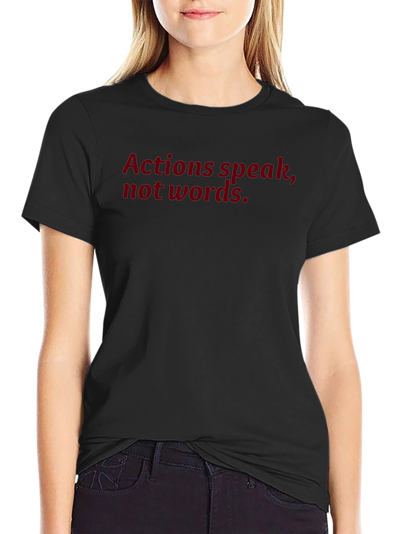 Black Actions Speak Black Tee - Motivational T-Shirt view 2