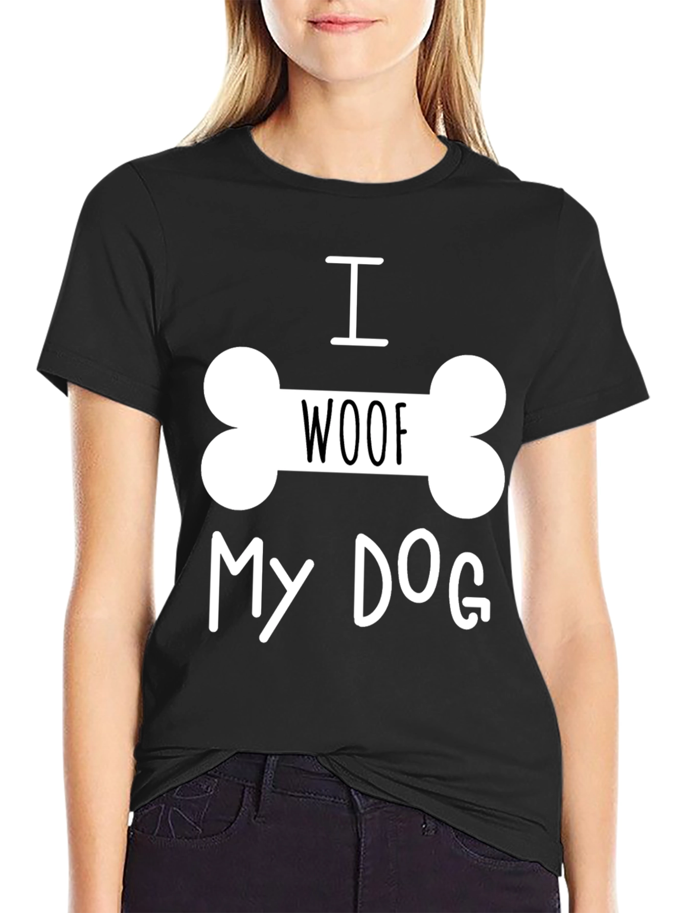 Black I Woof My Dog T-Shirt - Black, Dog Lover Tee view 2