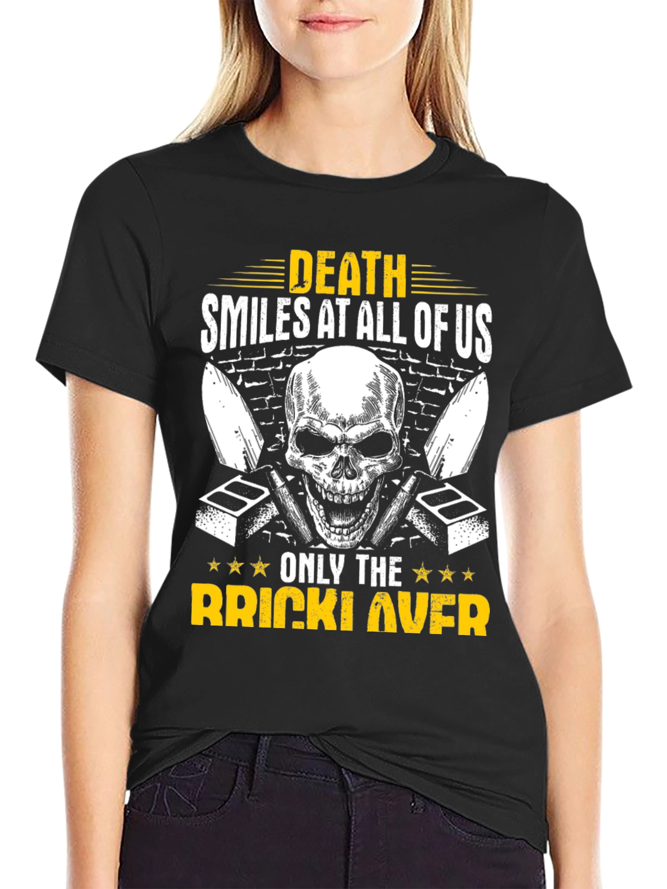 Black Death Smiles Brick Layer T-Shirt view 2