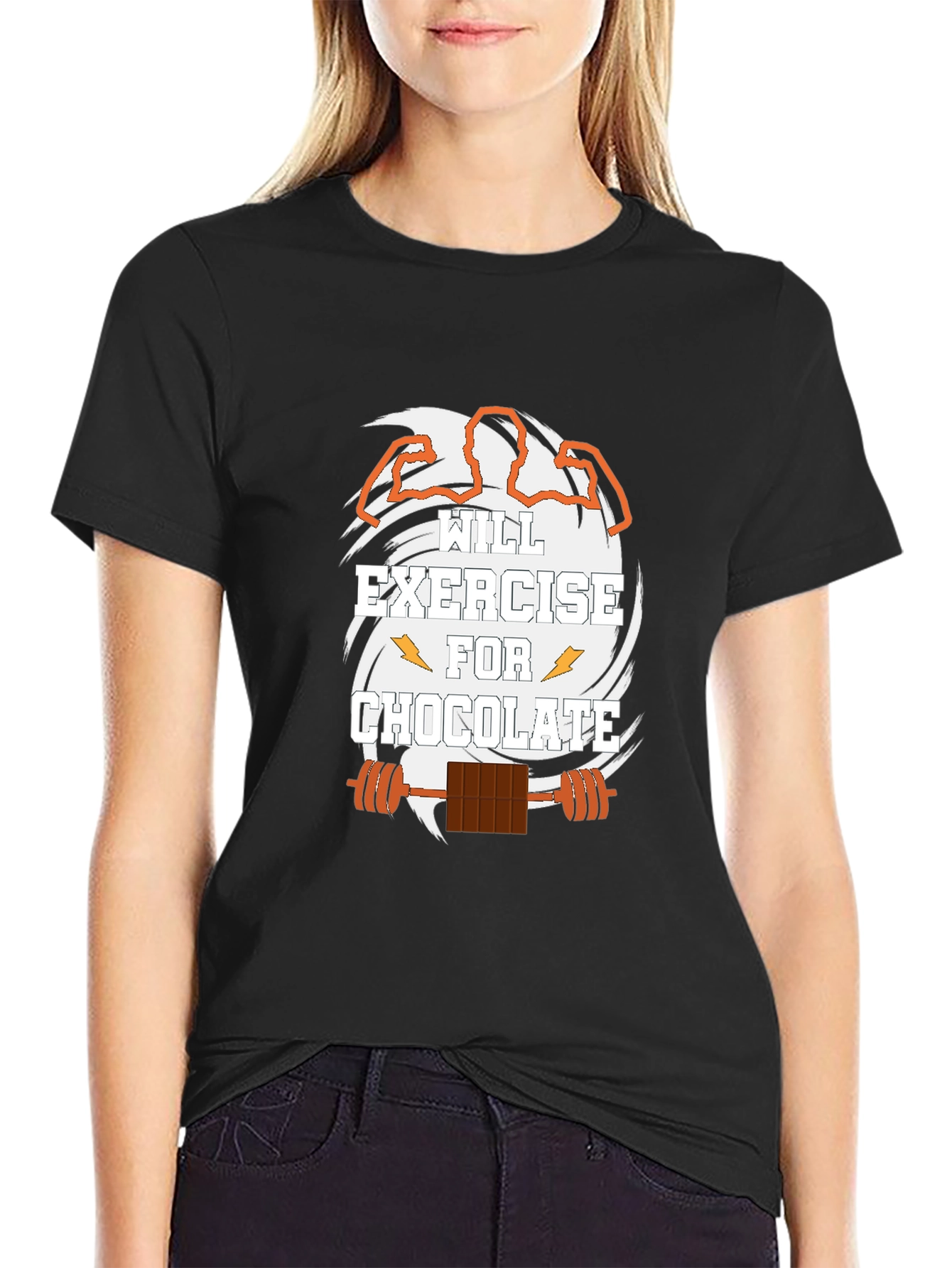 Black Exercise for Chocolate Black Graphic T-Shirt view 2