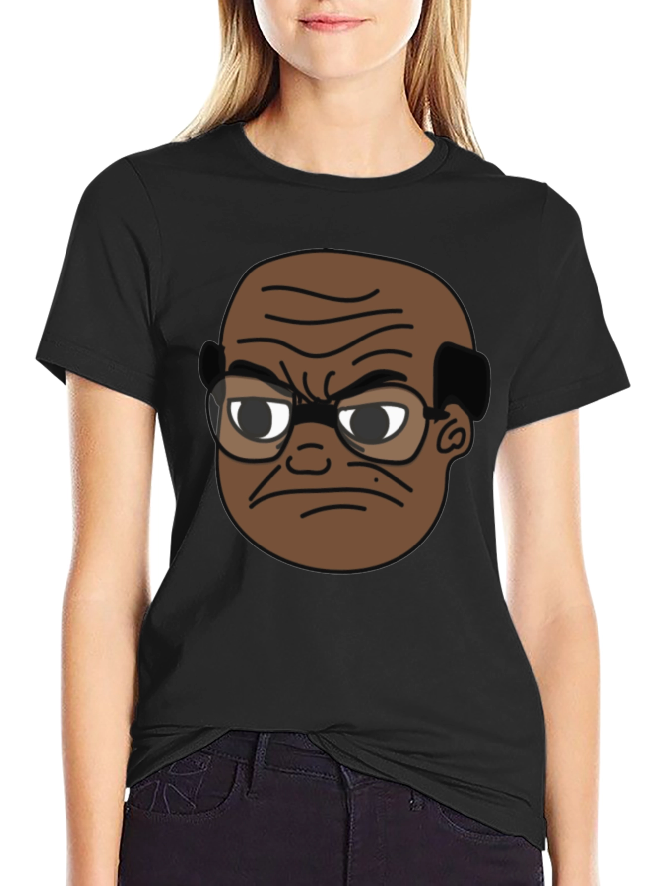 Black Angry Old Man Cartoon Graphic Tee view 2