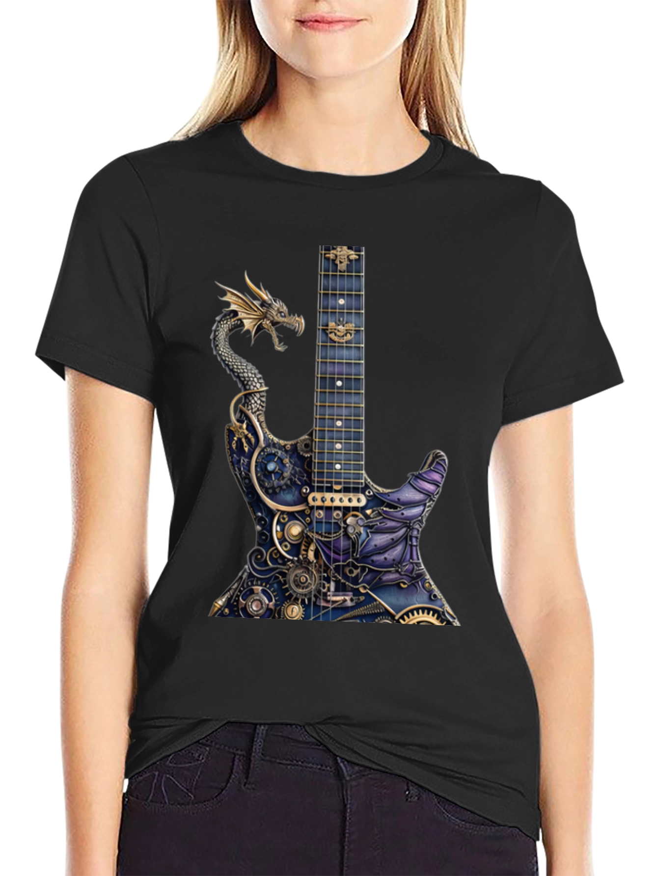 Black Dragon Gear Guitar Graphic Tee - Black view 2