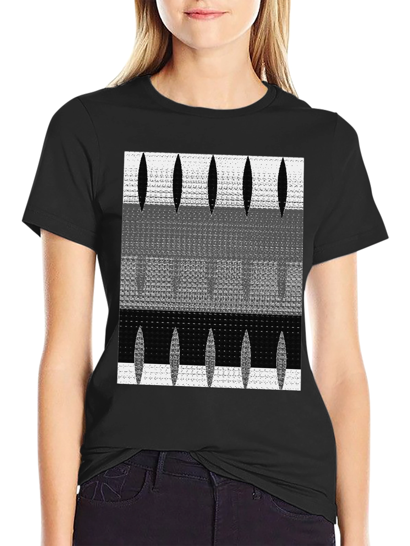 Black Abstract Graphic Print Black T-Shirt view 2