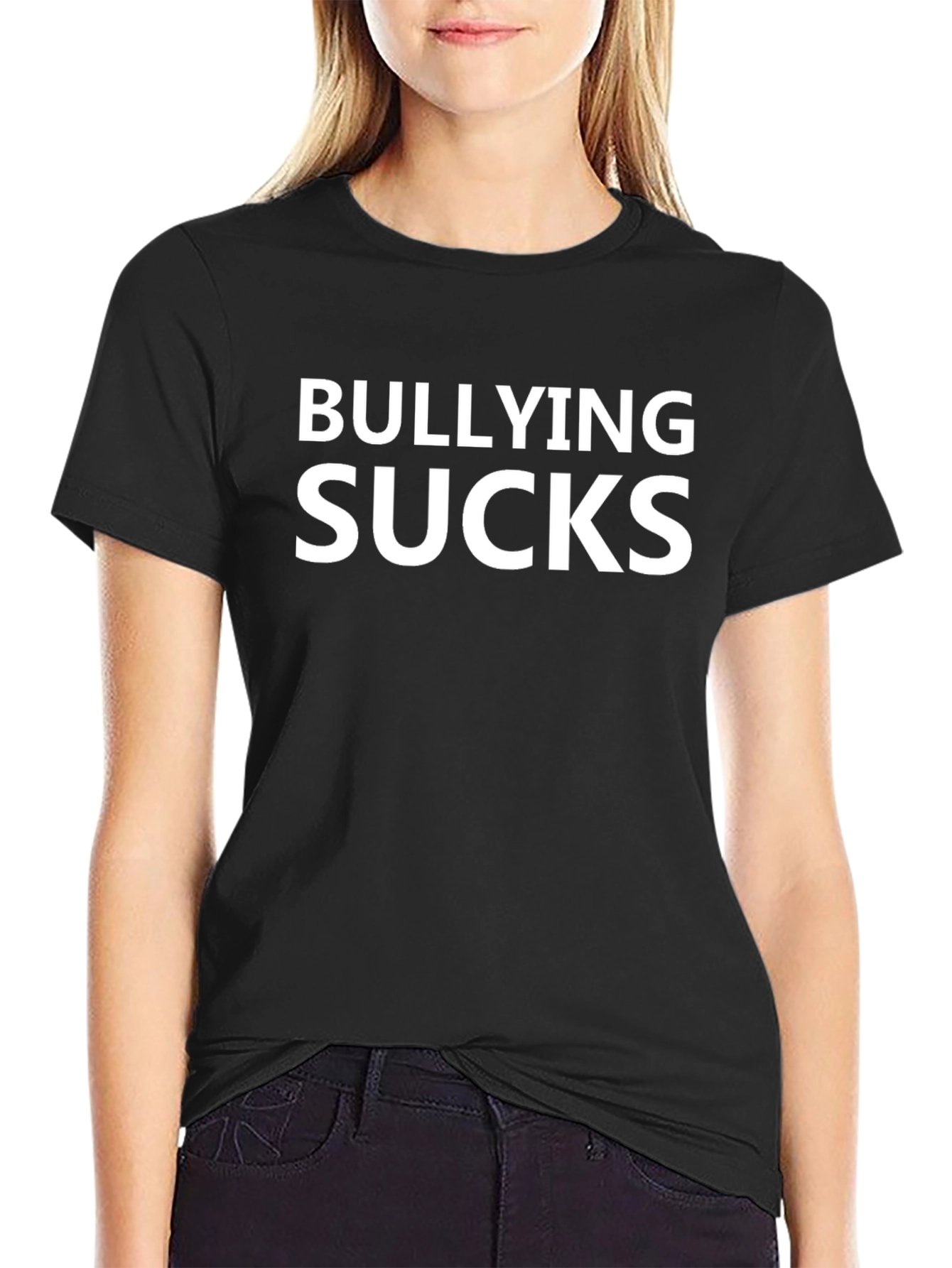 Black Bullying Sucks T-Shirt Anti-Bully Awareness Tee view 2