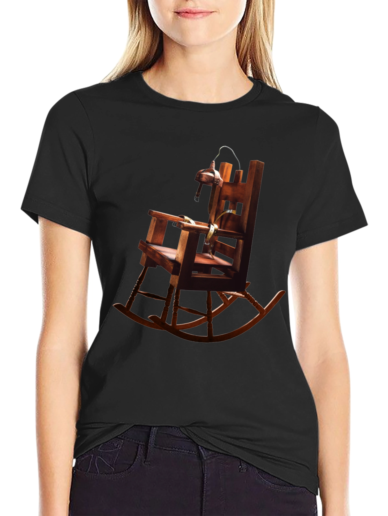 Black Electric Chair Graphic Tee view 2