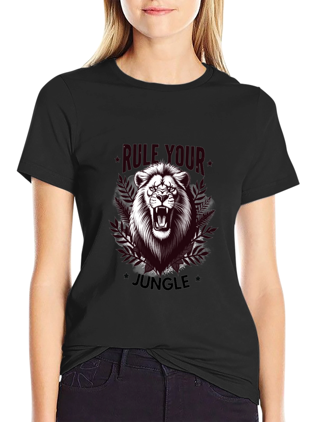 Black Rule Your Jungle Lion Graphic T-Shirt view 2