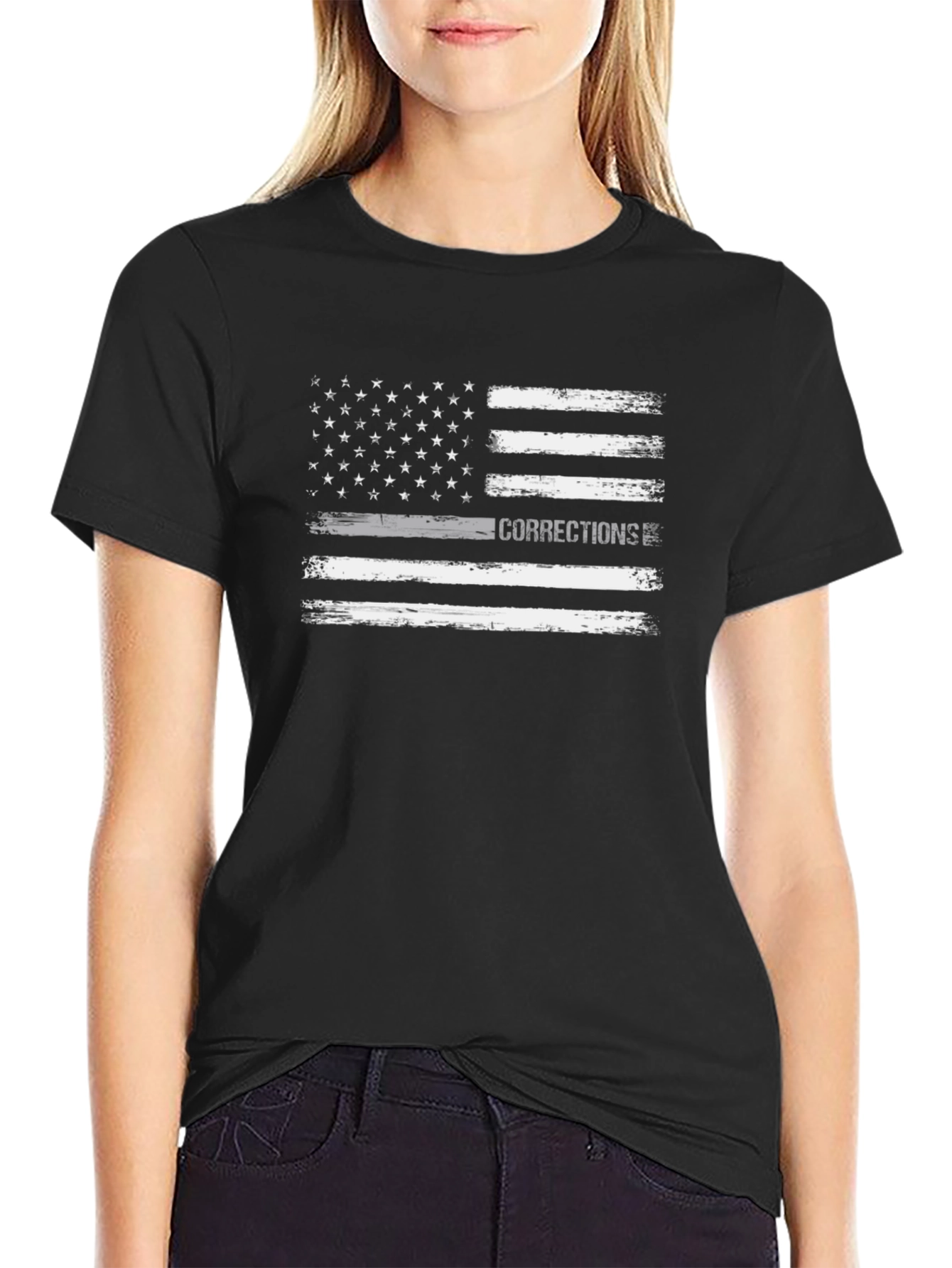 Corrections Thin Gray Line Flag T-Shirt - 2