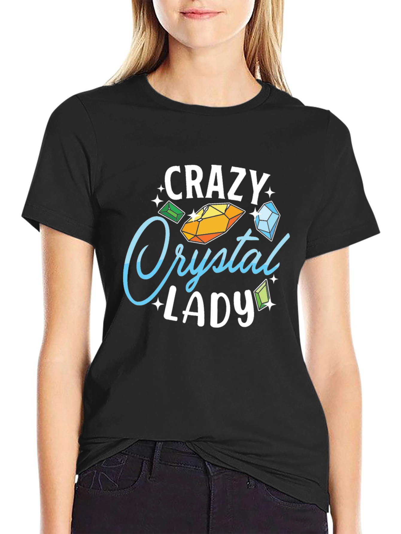 Black Crazy Crystal Lady Graphic Tee - Black view 2