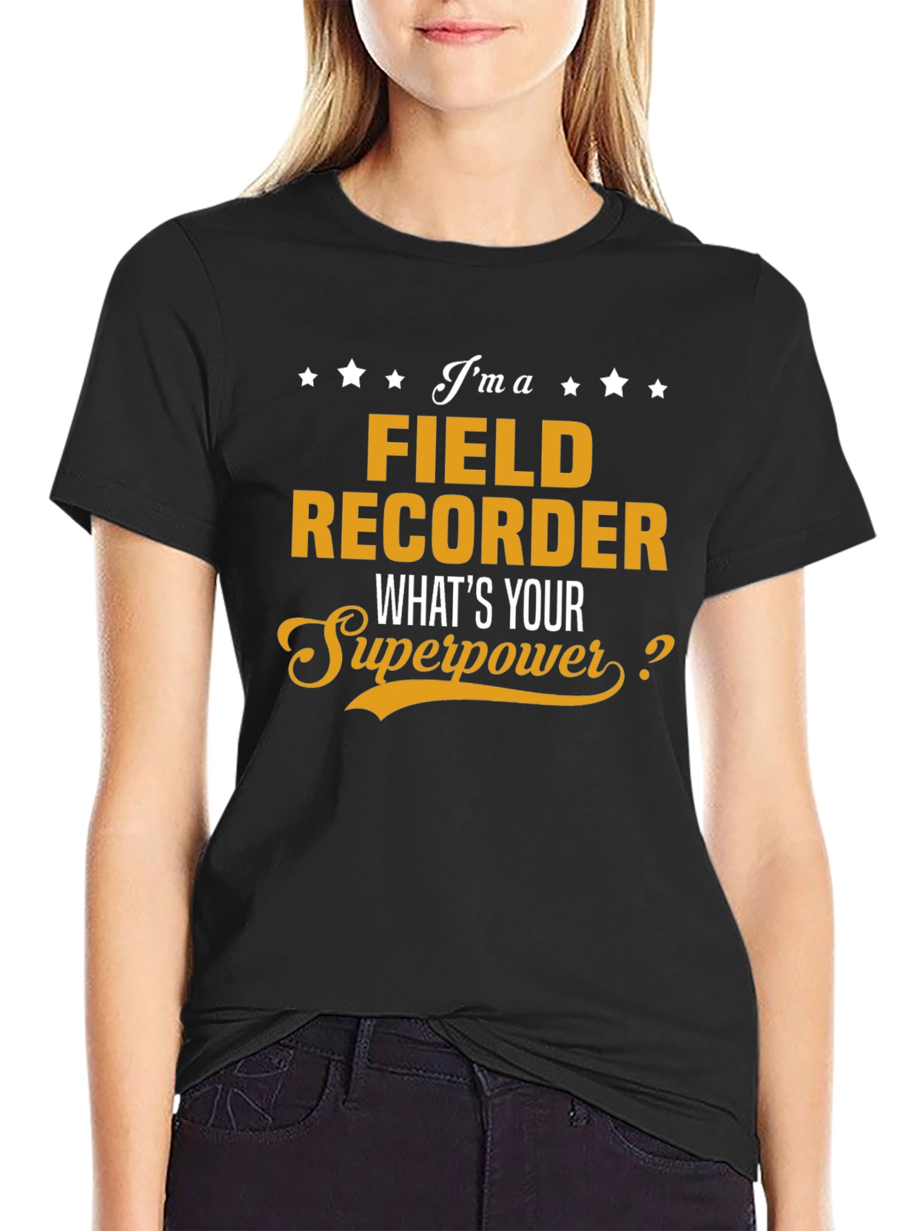 Black Field Recorder Superpower T-Shirt view 2