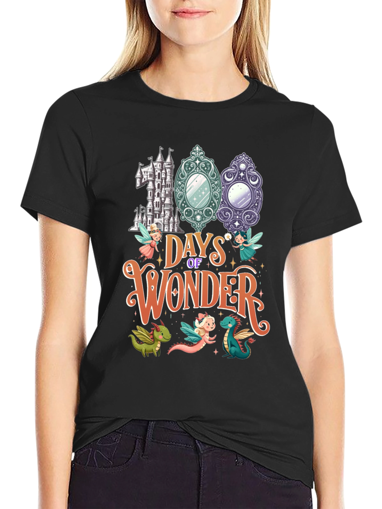 Black 100 Days of Wonder Black T-Shirt view 2