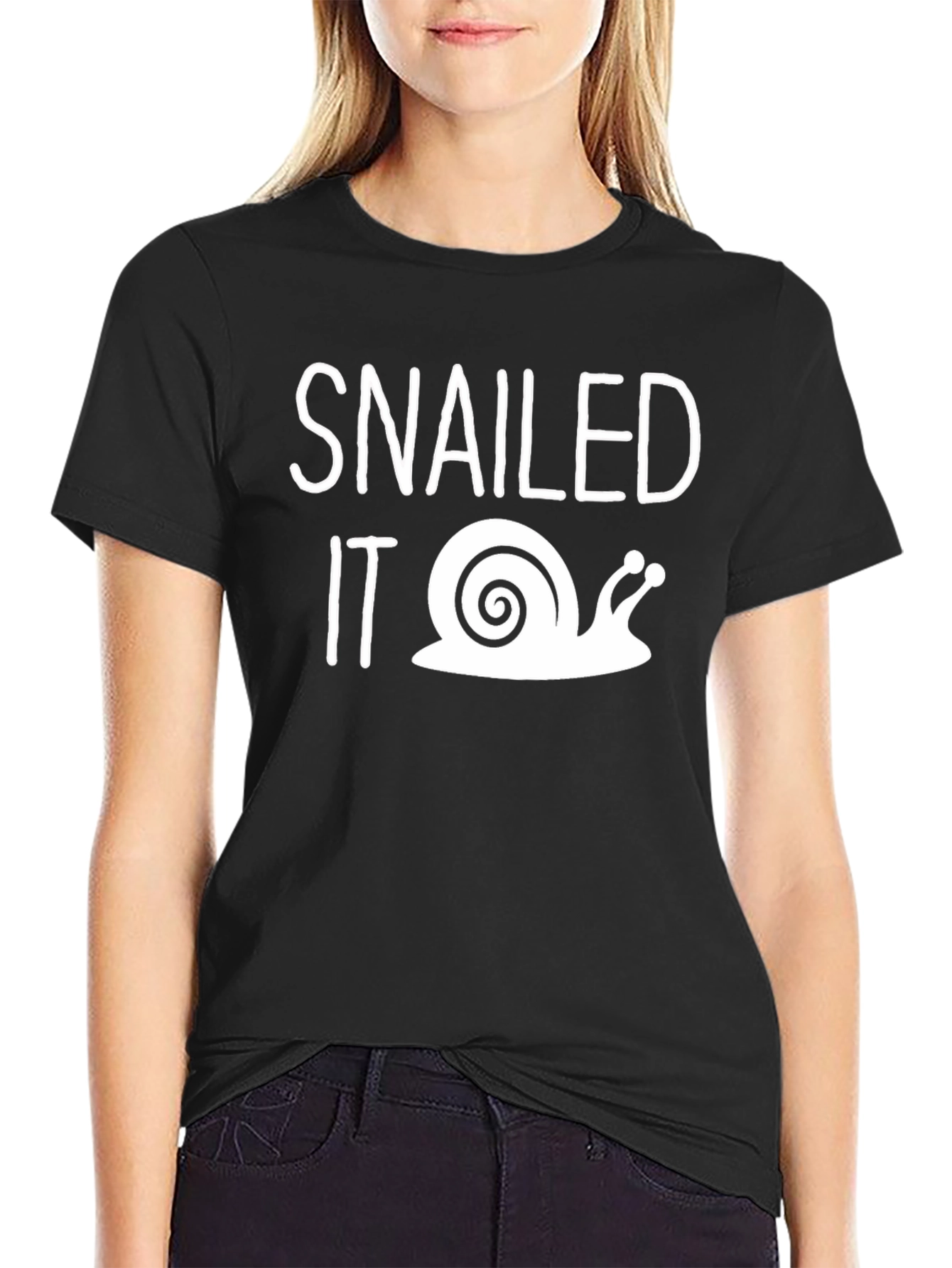 Black Snailed It! Funny Snail Graphic T-Shirt view 2