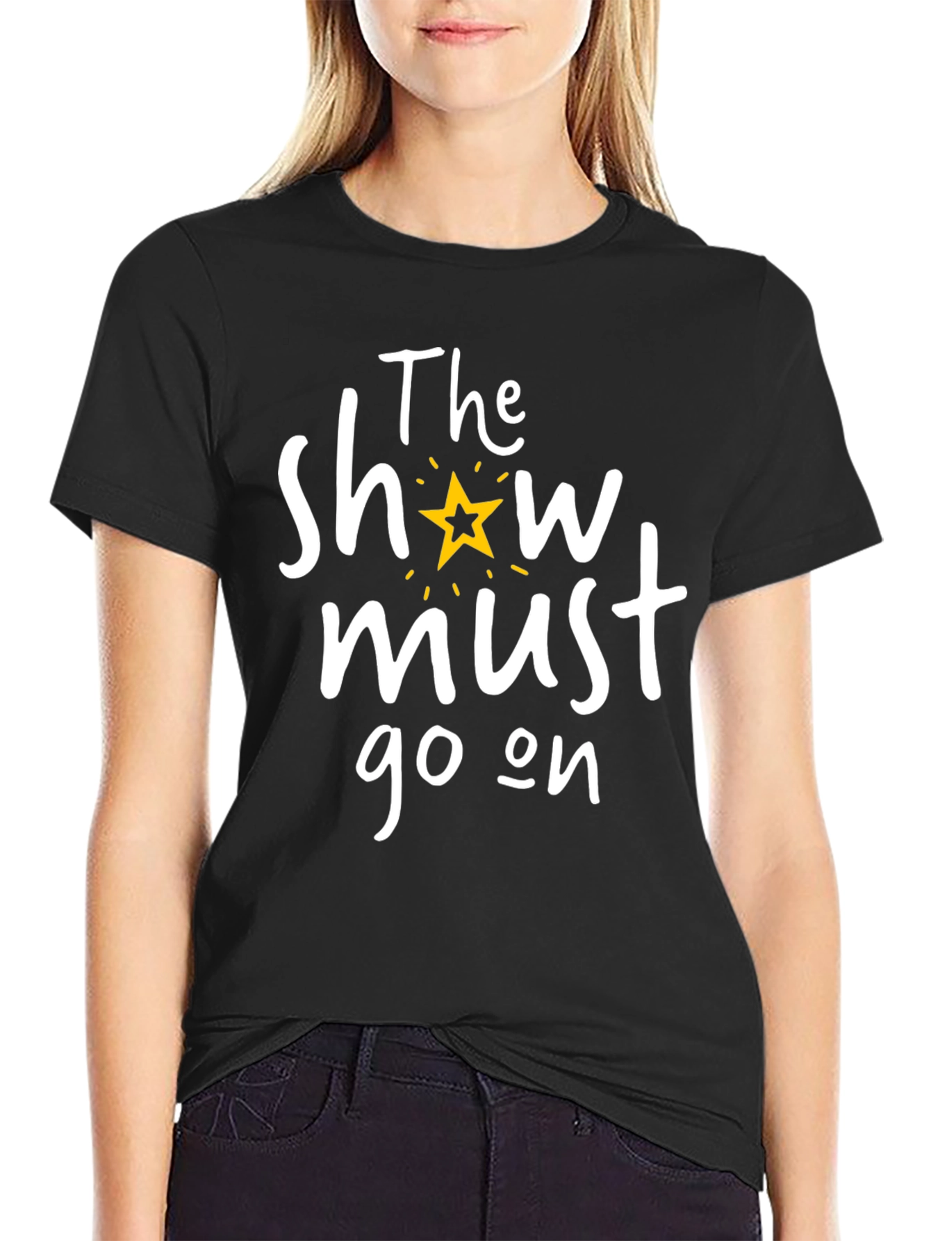 Black The Show Must Go On Graphic Tee view 2