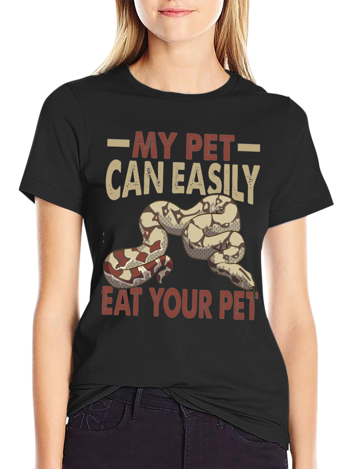 Black My Pet Can Easily Eat Your Pet T-Shirt view 2