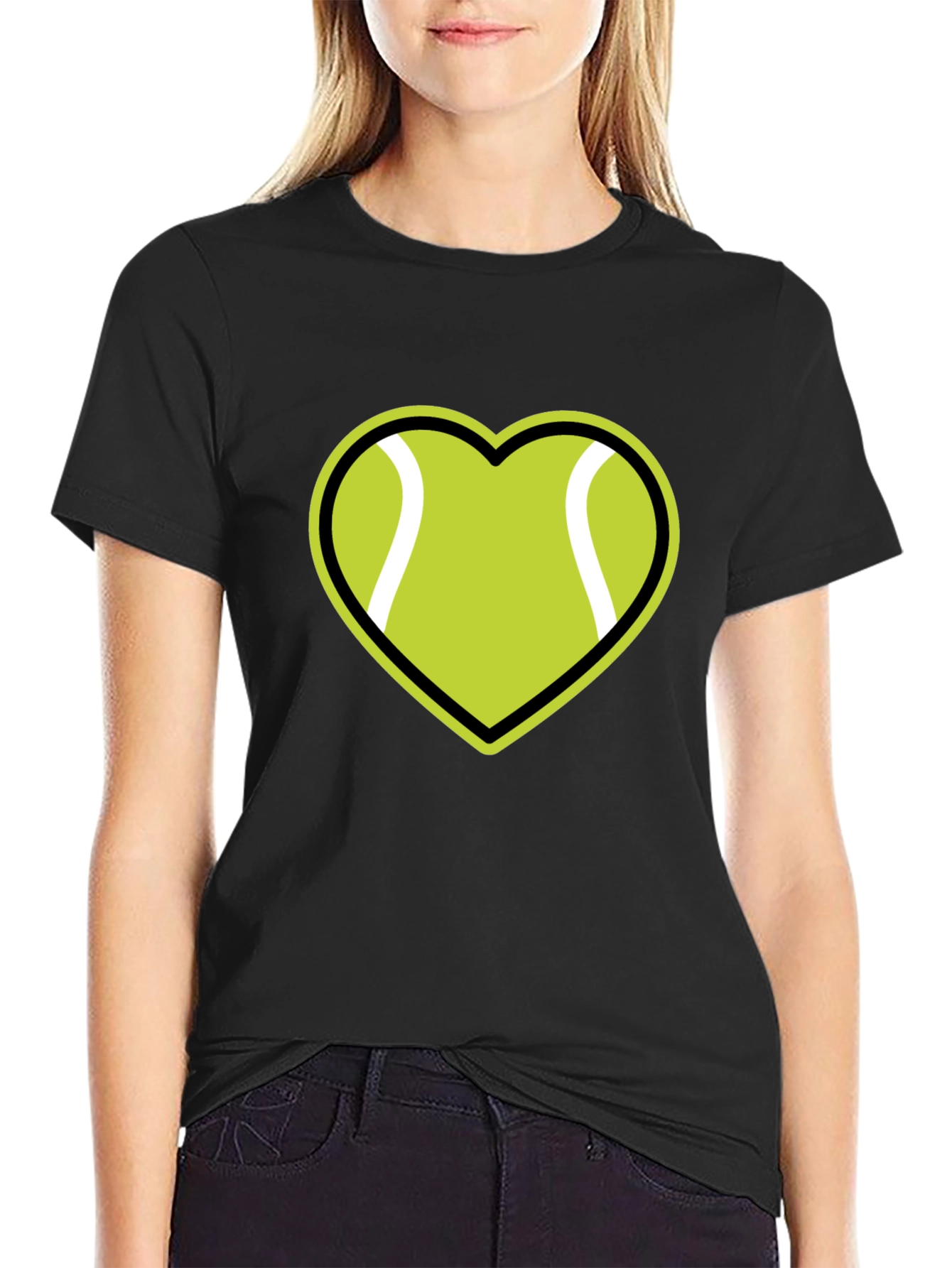 Black Tennis Heart Graphic T-Shirt view 2