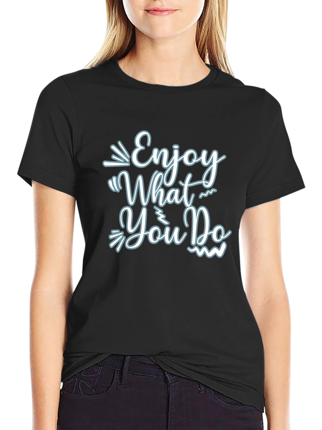 Black Enjoy What You Do Black Graphic Tee view 2