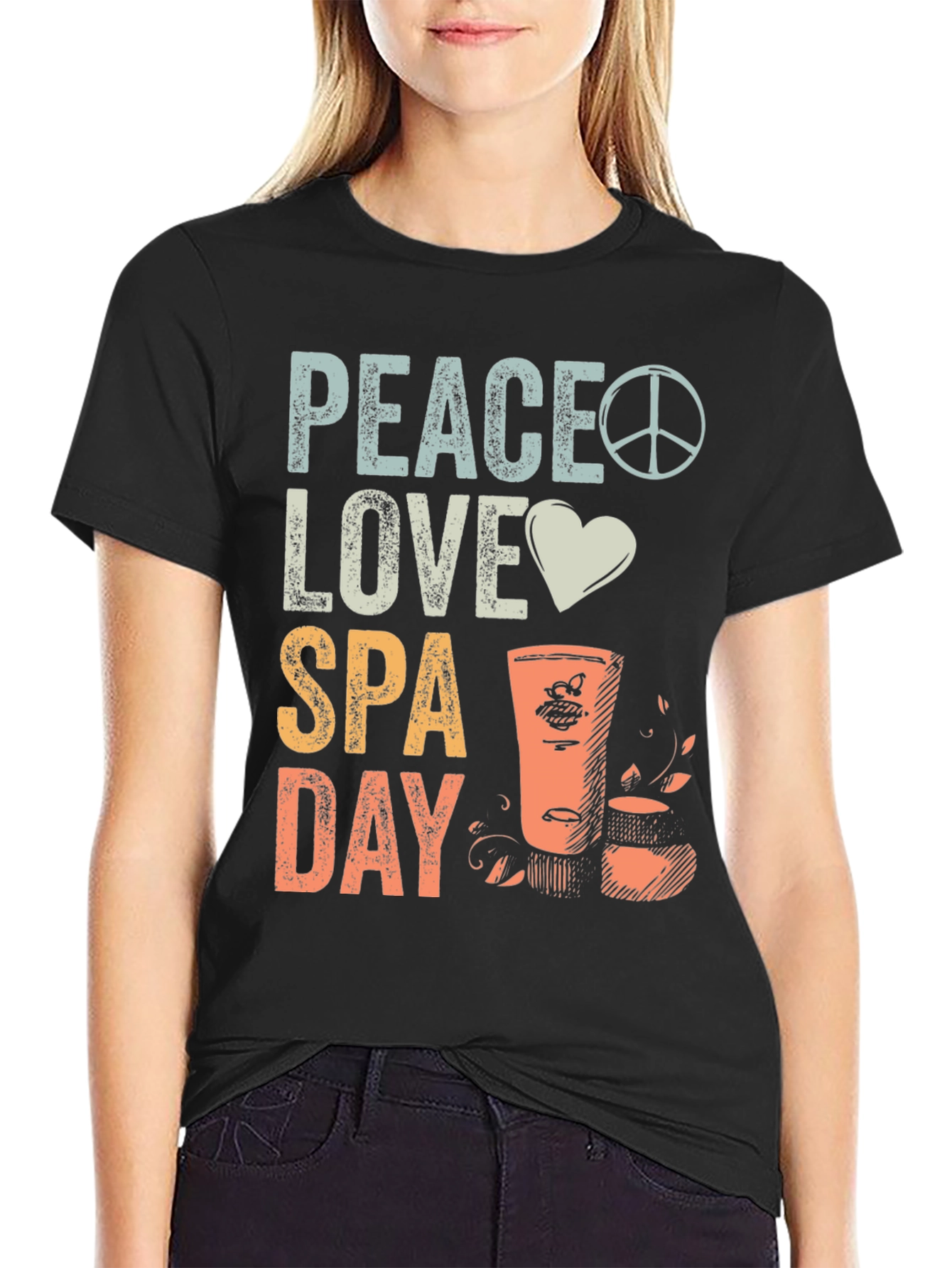 Black Peace Love Spa Day Graphic Tee view 2