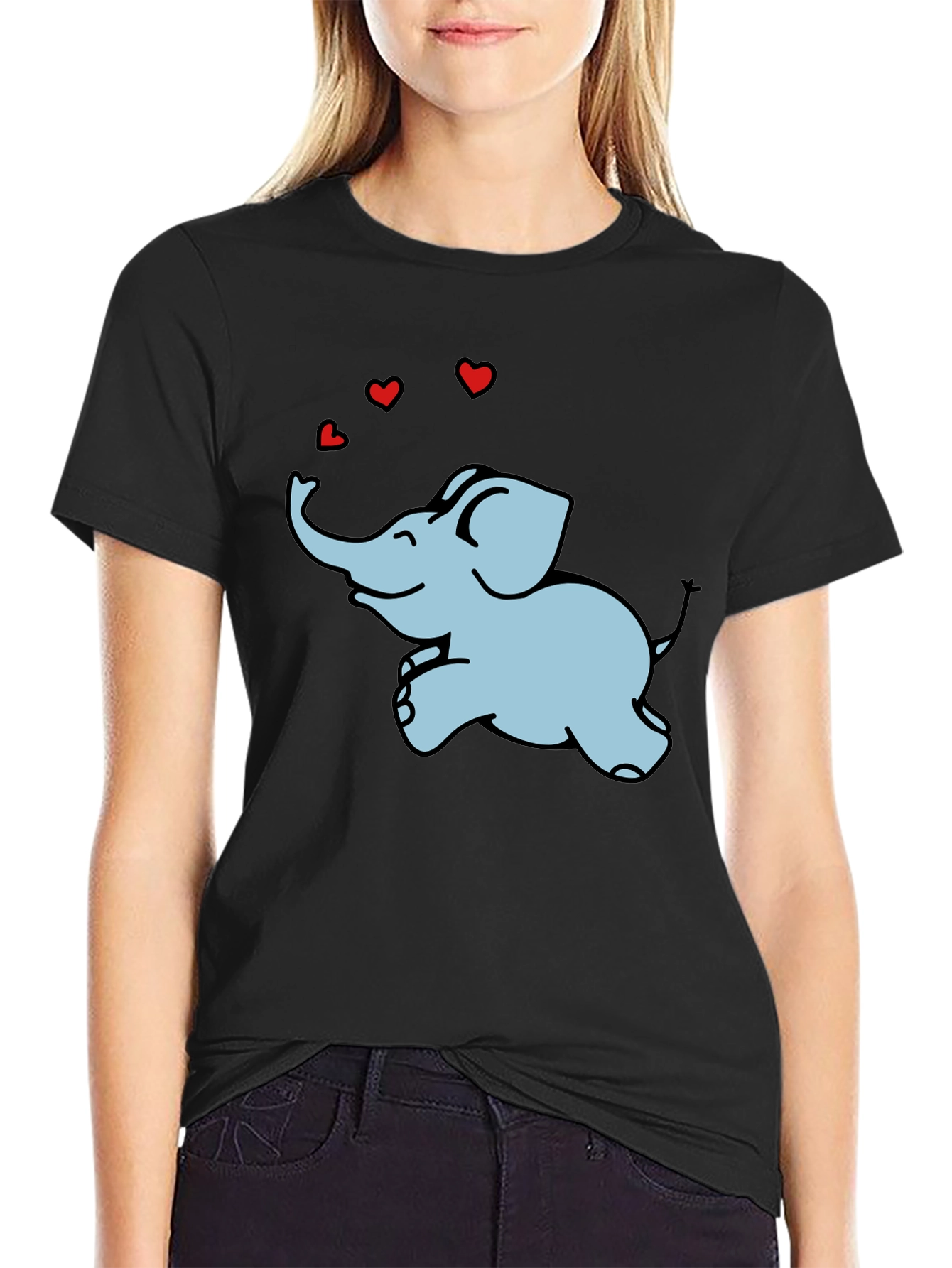Black Elephant Love Graphic Tee - Unisex Comfort Fit view 2