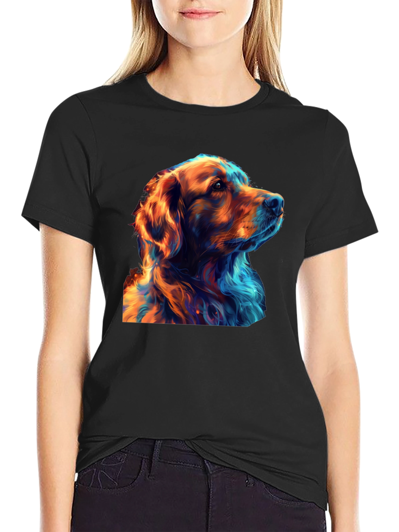 Cool Dog Art Graphic Black T-Shirt - 2