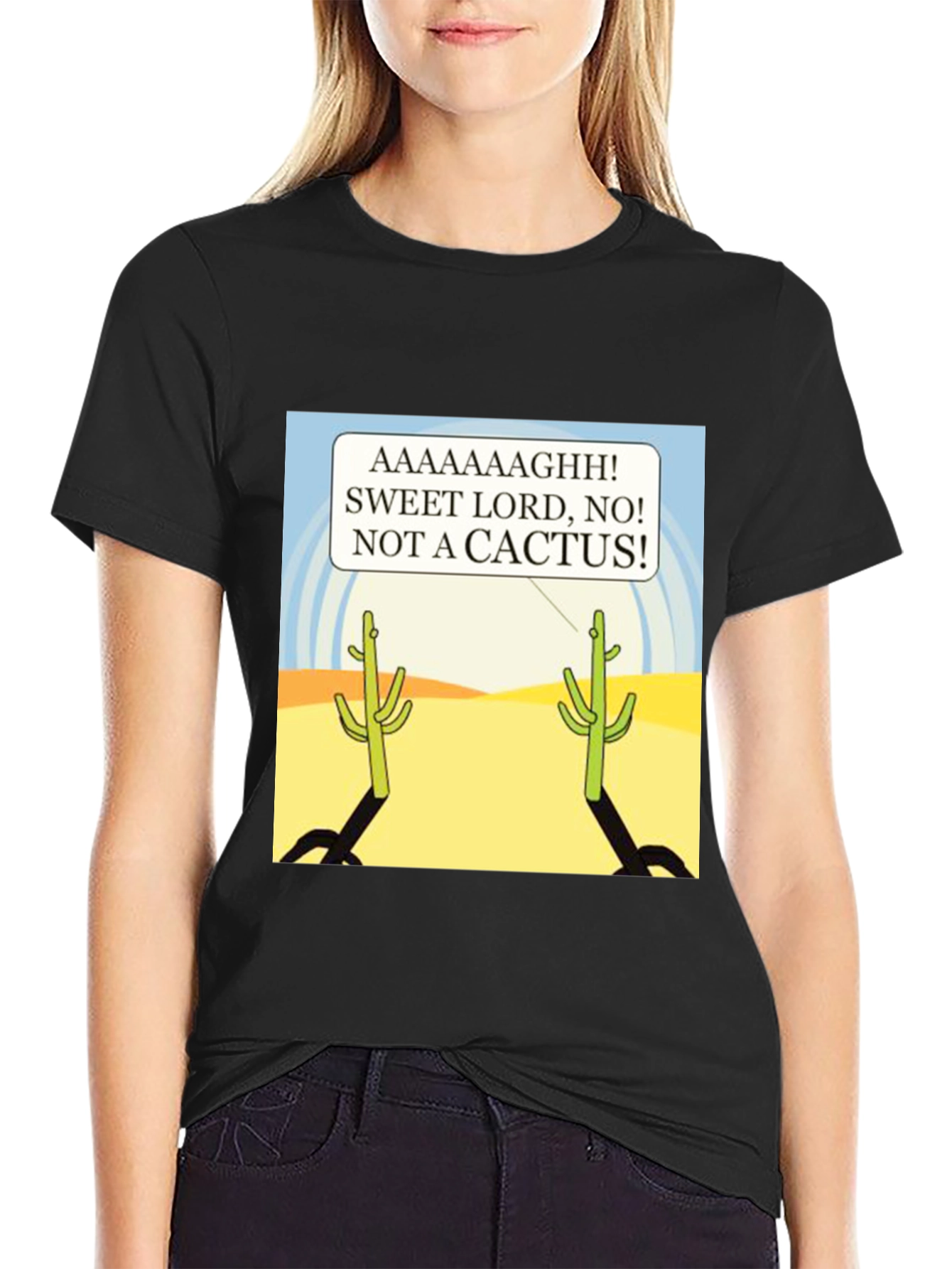 Black Funny Cactus T-Shirt - AAAAAAGHH! view 2