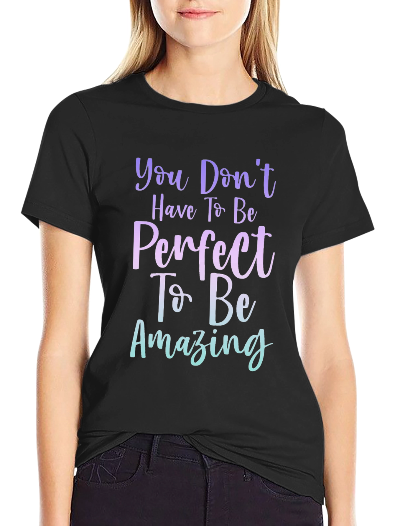 Black Inspirational Message Tee: Be Amazing view 2