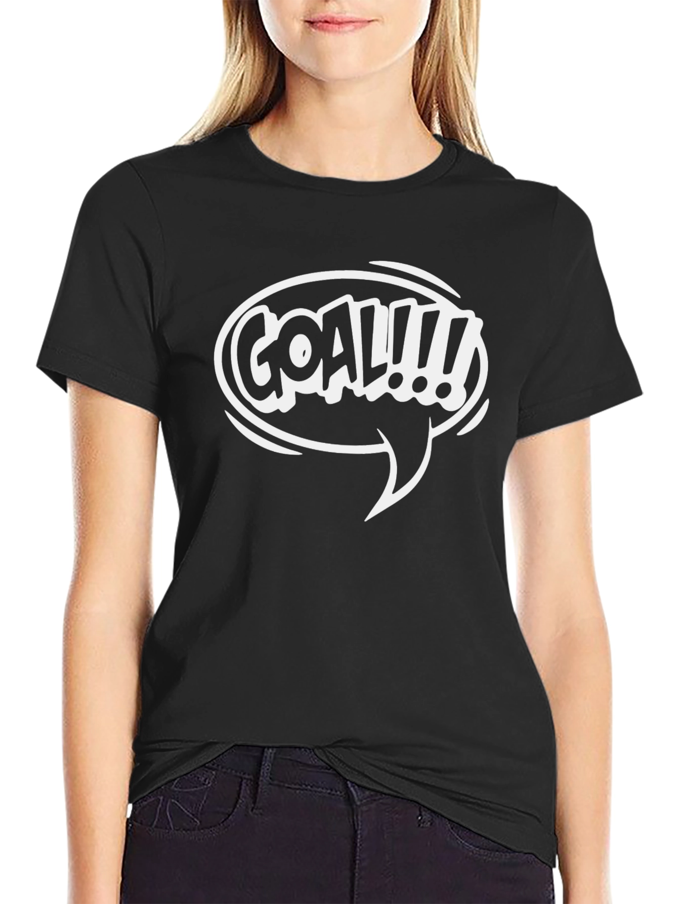 Black Goal! Graphic Print Crew Neck T-Shirt view 2