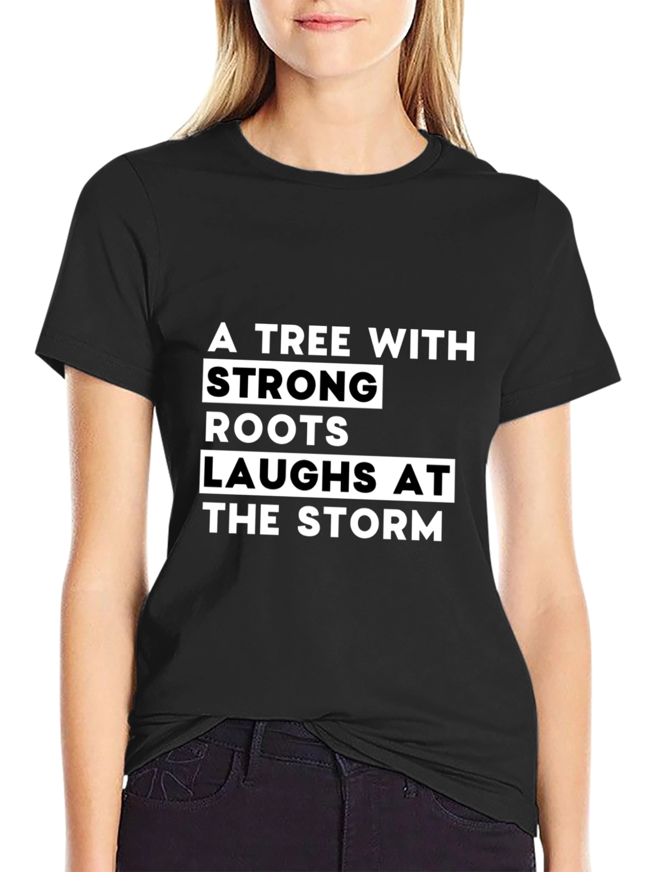 Black Strong Roots Tree Graphic Tee - Unisex Black T-Shirt view 2