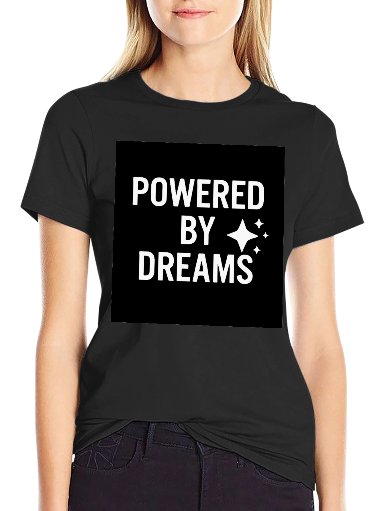 Black Powered by Dreams Black Graphic T-Shirt view 2