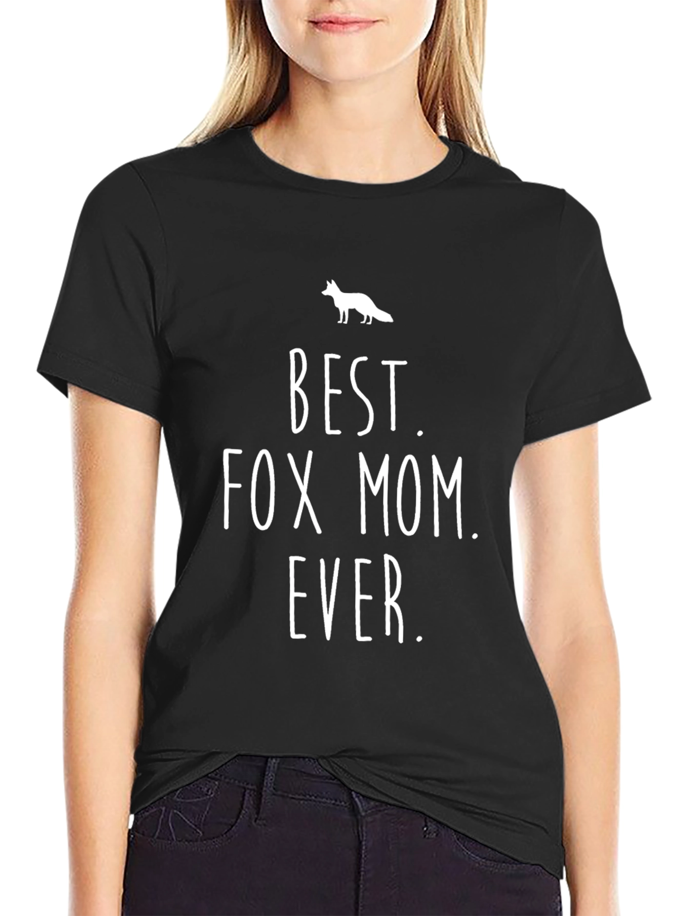 Black Best Fox Mom Ever T-Shirt - Novelty Gift view 2