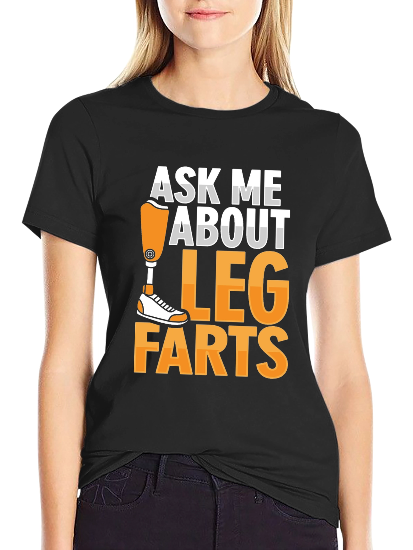 Black Ask Me About Leg Farts T-Shirt view 2