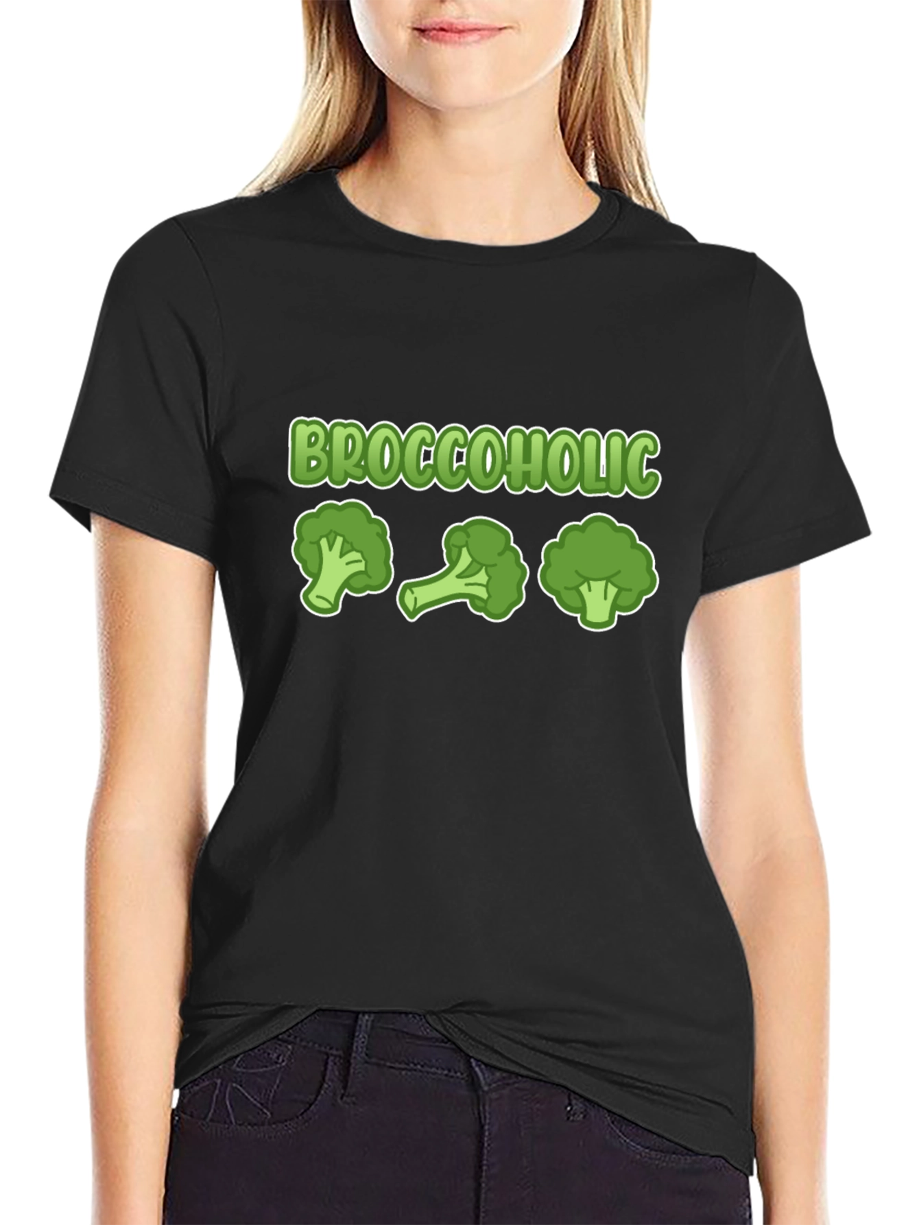 Black Broccoholic Funny Broccoli Lover T-Shirt view 2