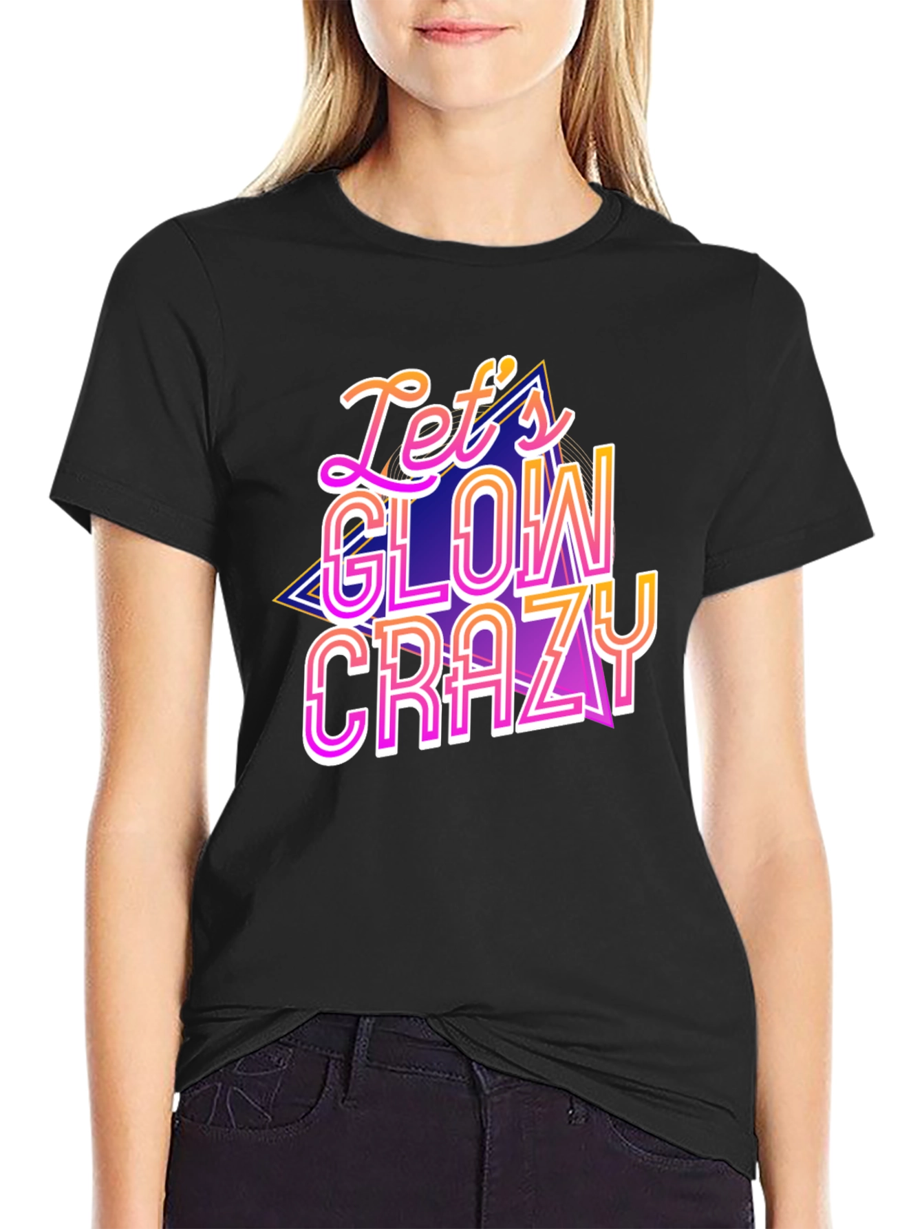 Black Let's Glow Crazy Graphic Tee - Party Shirt view 2