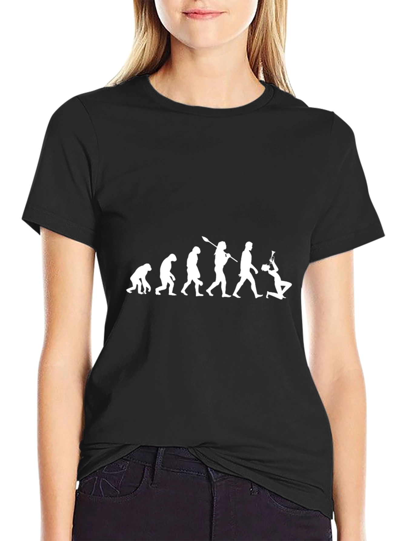 Black Evolution of Man T-Shirt Funny Clarinet Player view 2