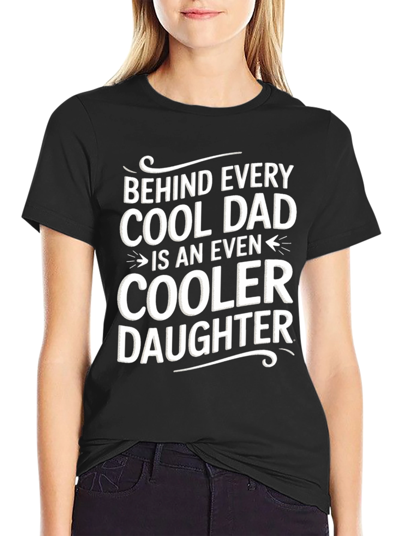 Black Cool Dad & Daughter Graphic T-Shirt view 2