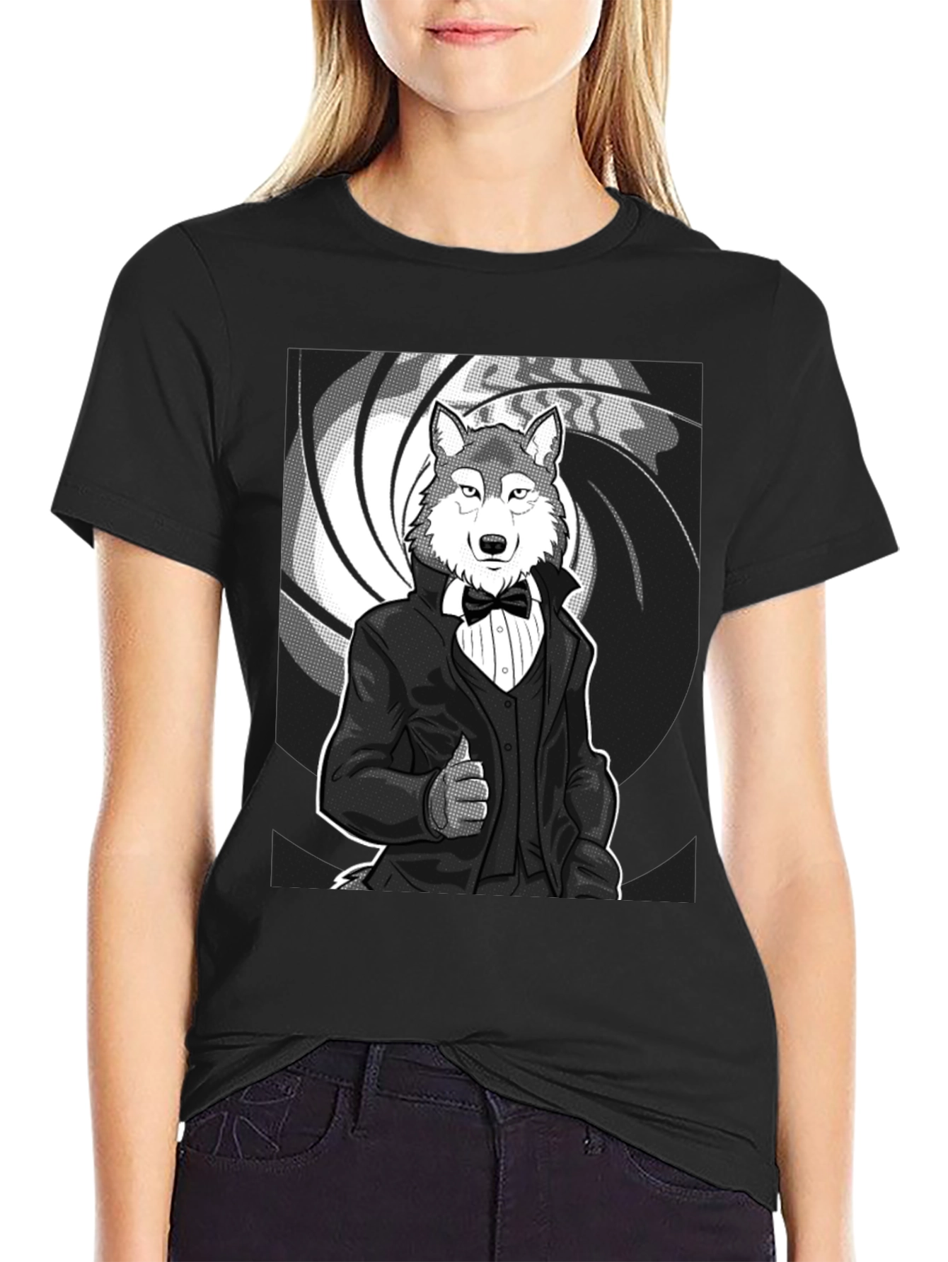 Black Wolf Tuxedo T-Shirt - Suave and Sophisticated Style view 2