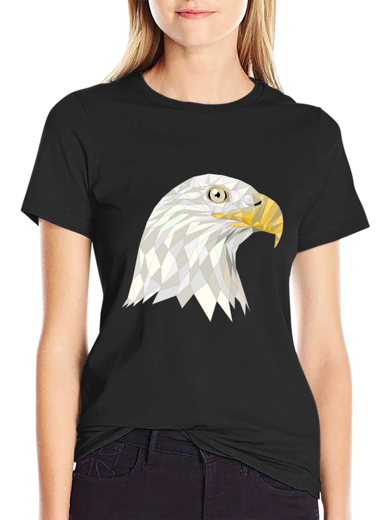 Black Geometric Eagle Graphic Black T-Shirt view 2