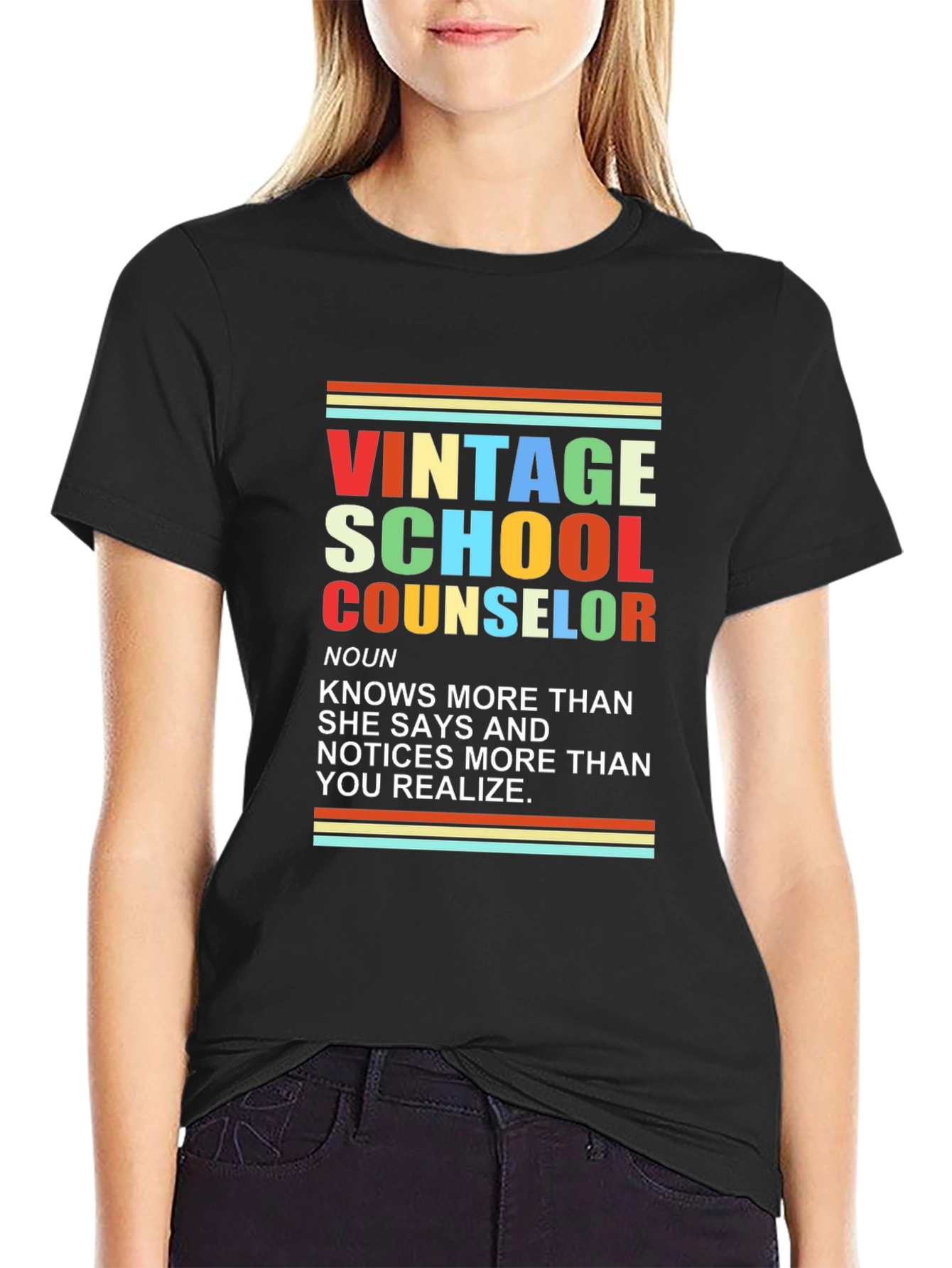 Black Vintage School Counselor T-Shirt view 2