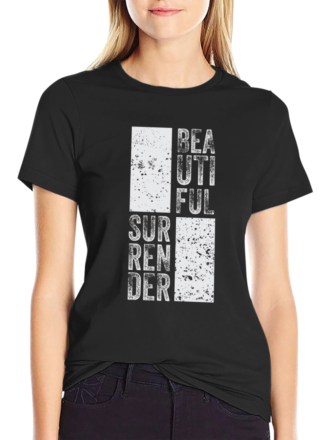Black Beautiful Surrender Graphic Tee - Black Casual T-Shirt view 2