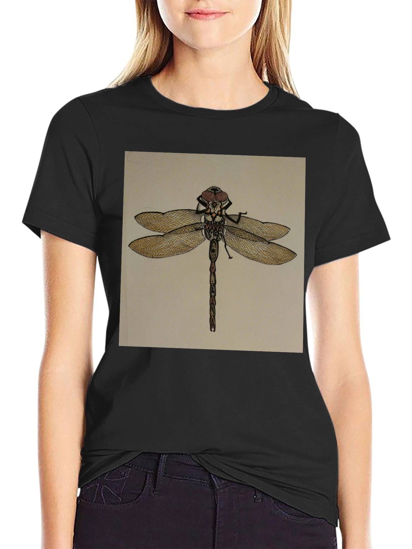 Black Dragonfly Graphic Tee - Unique Insect Design view 2