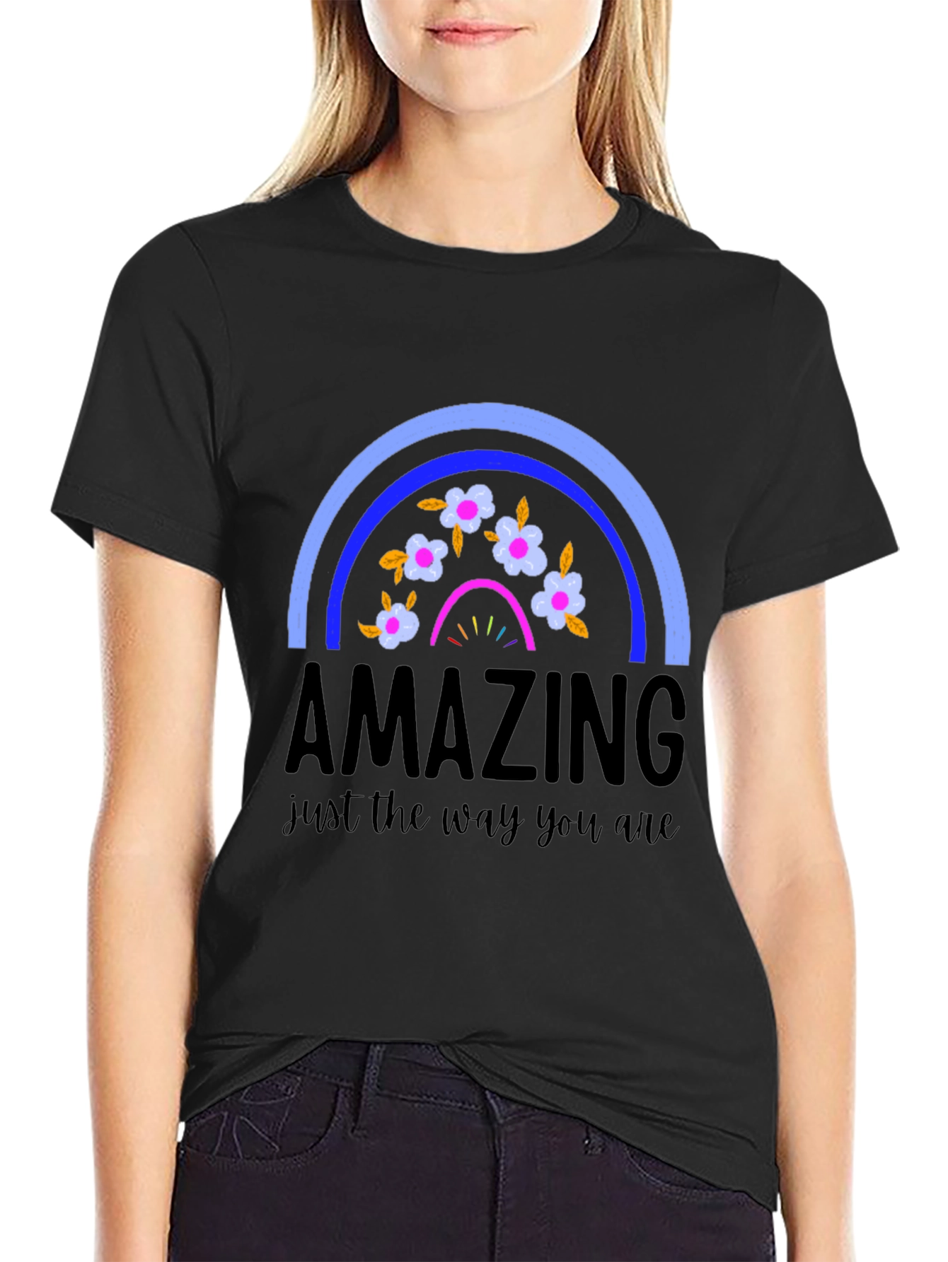 Black Amazing Rainbow Graphic T-Shirt view 2