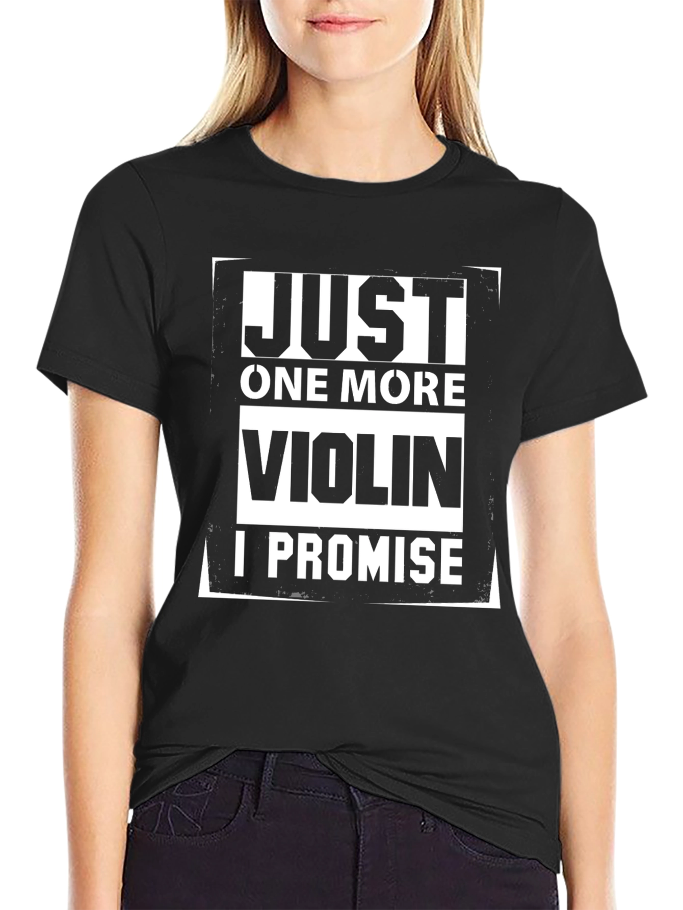 Black Just One More Violin I Promise T-Shirt view 2