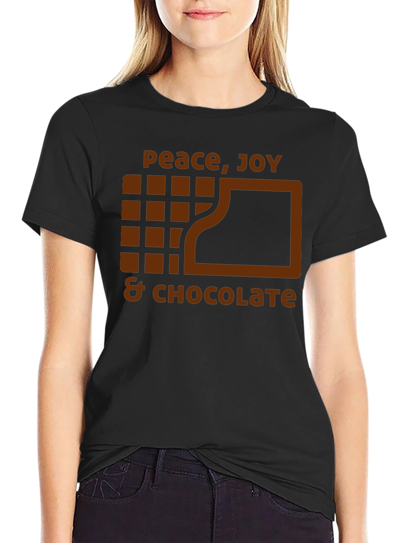 Black Peace, Joy, & Chocolate Graphic T-Shirt view 2