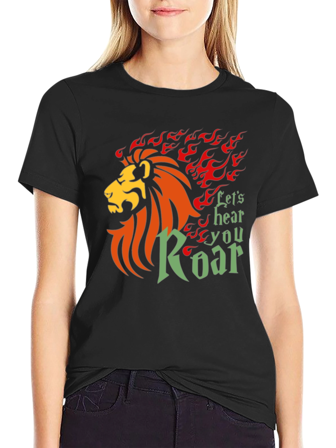 Black Lion Roar Graphic Tee - Bold Statement Shirt view 2