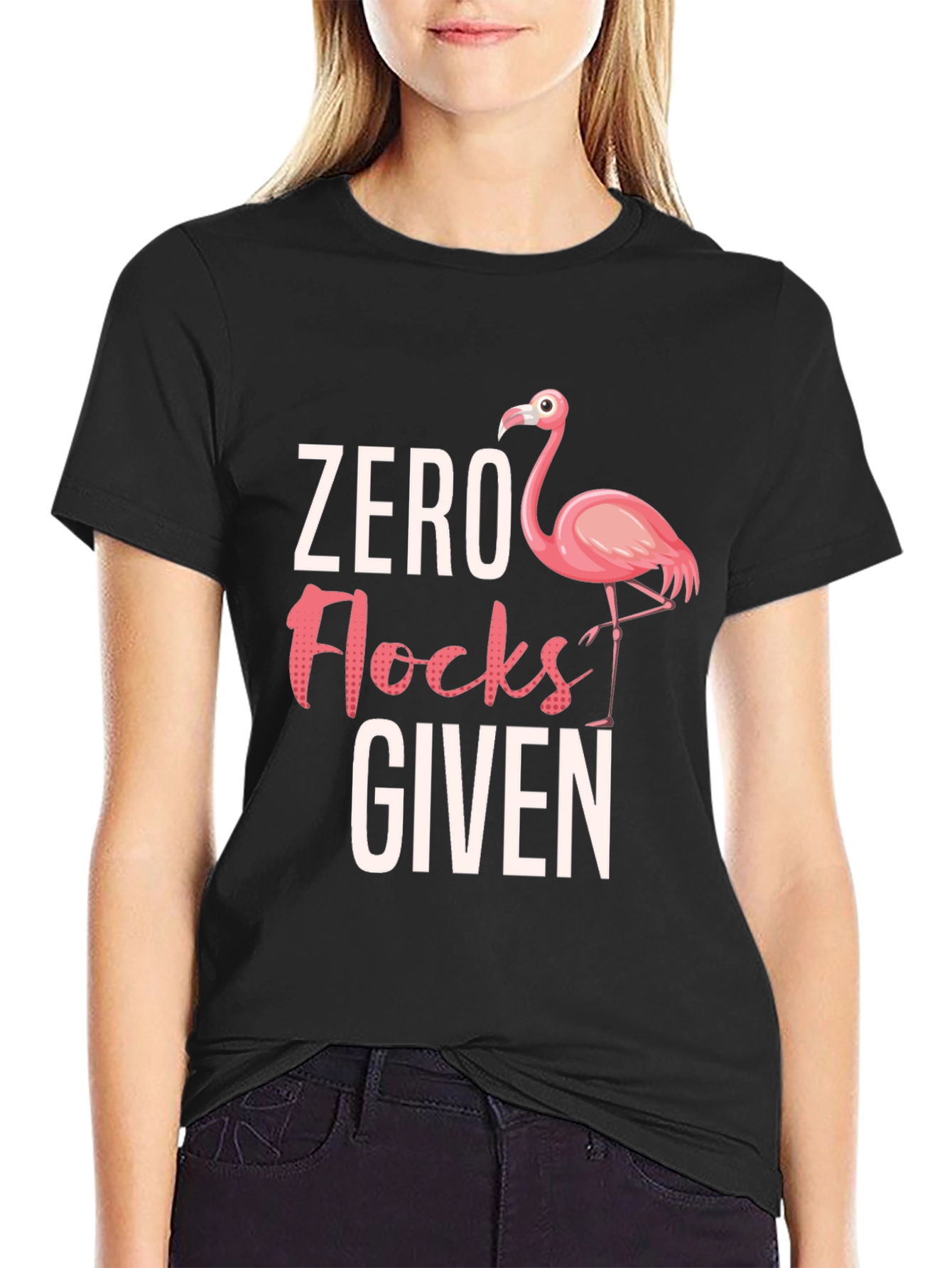 Black Zero Flocks Given Flamingo Graphic Tee view 2