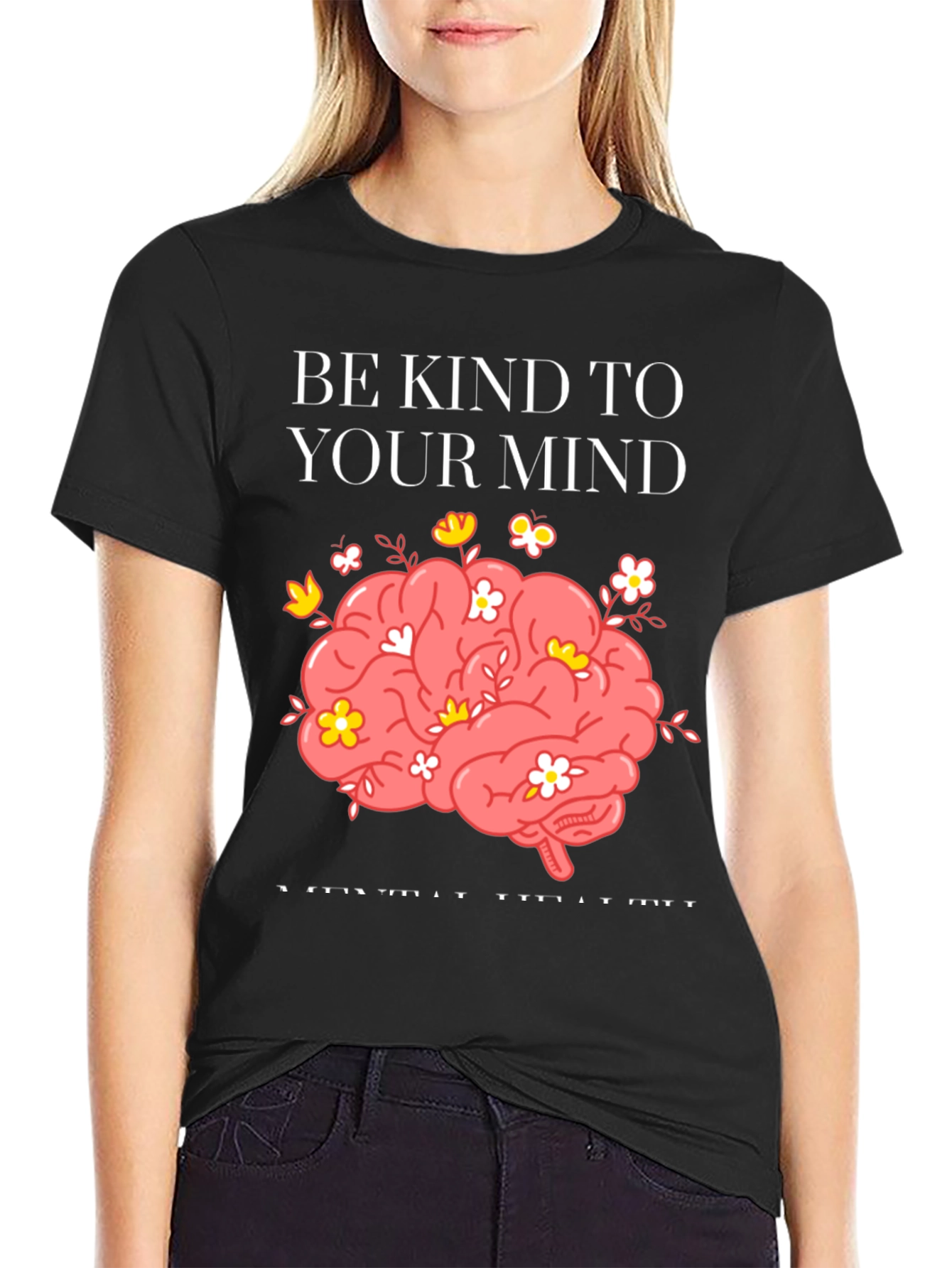 Black Be Kind To Your Mind Graphic Tee view 2