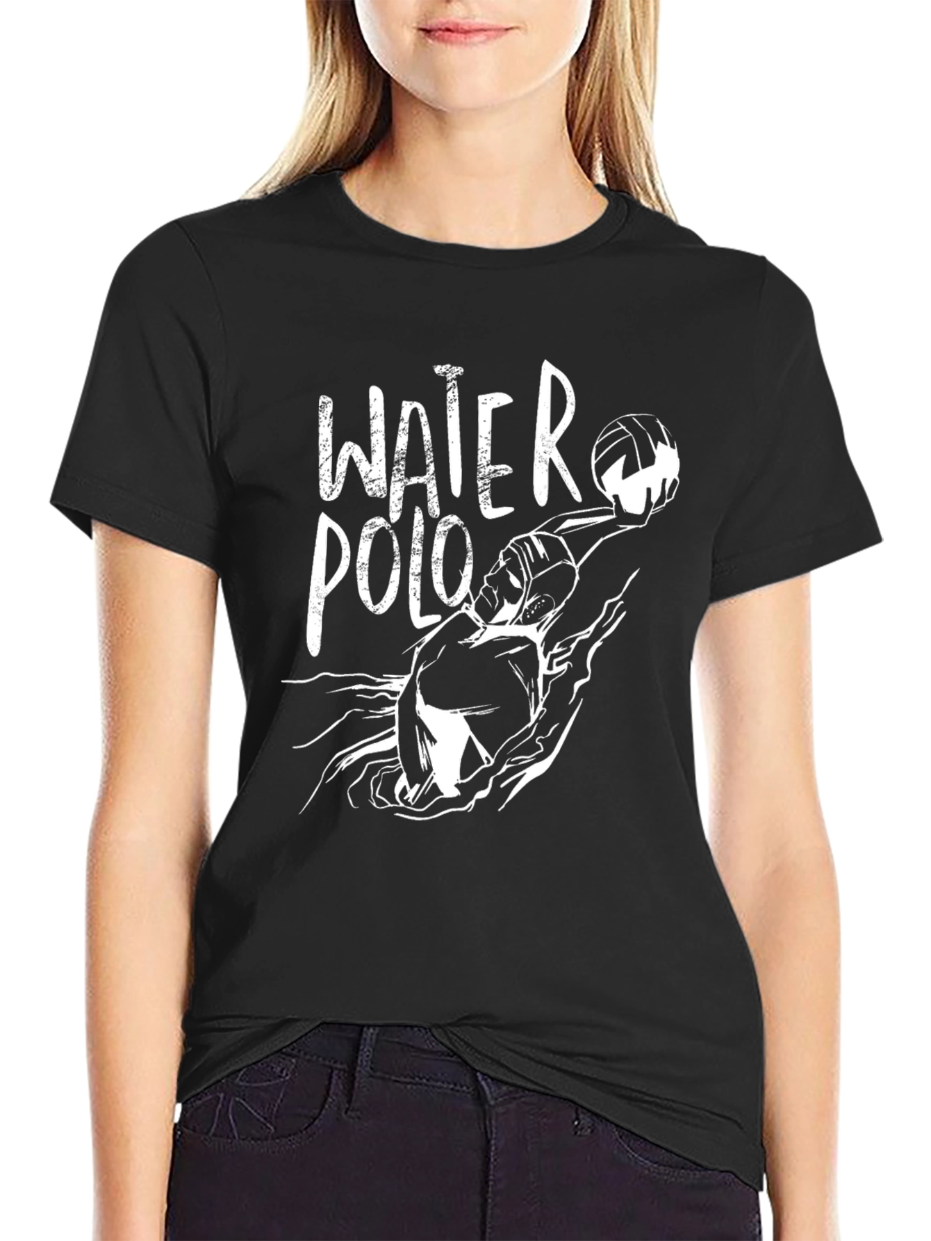 Black Water Polo Graphic Tee - Black Cotton Shirt view 2