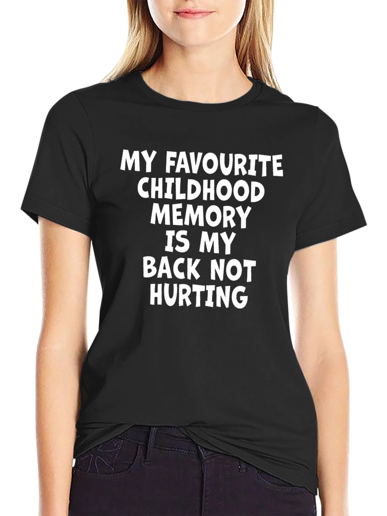 Black Funny Back Pain Relief T-Shirt view 2
