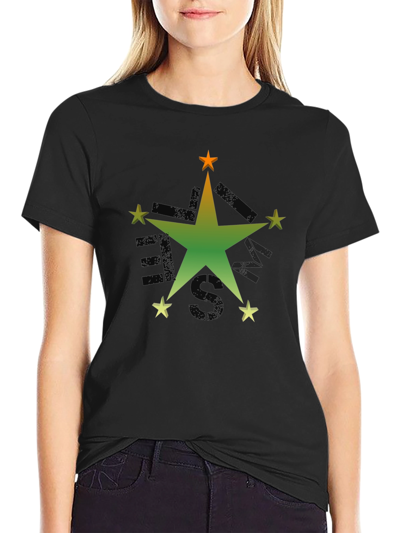 Black Star Graphic Black T-Shirt view 2
